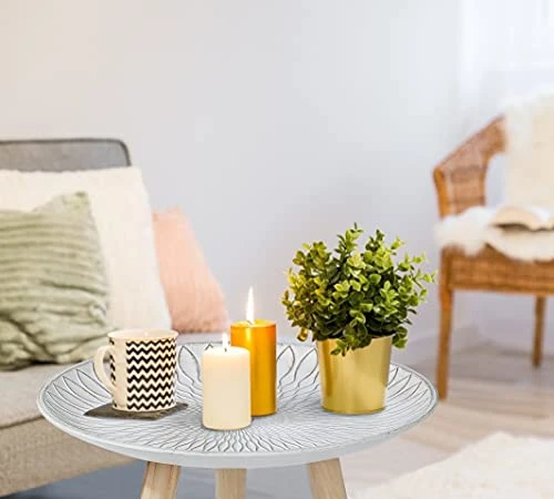 TRSPCWR Nesting Tables Set Of 2, Round Nesting Coffee Table, End Table With Gold Peacock Pattern, Easy Assembly Retro Side Desk For Living Room, Bedroom, Office, 15.7in 13.7in 4 TRSPCWR Nesting Tables Set Of 2, Round Nesting Coffee Table, End Table With Gold Peacock Pattern, Easy Assembly Retro Side Desk For Living Room, Bedroom, Office, 15.7in 13.7in - Image 4