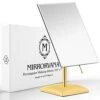 Large Free Standing Mirror For Bathroom Countertop, Dressing Table And Vanity Set - 9.8" X 7" (Gold)