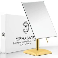 Large Free Standing Mirror For Bathroom Countertop, Dressing Table And Vanity Set - 9.8" X 7" (Gold)