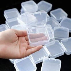 16 Pack Clear Plastic Beads Storage Containers Box With Hinged Lid For Small Items, Diamond, Beads (2.2X2.2X0.79In)