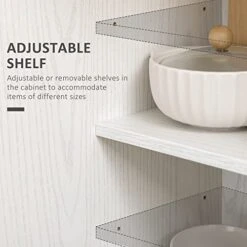 HOMCOM Kitchen Pantry Storage Cabinet, 14-Tier Freestanding Kitchen Cupboard With 2 Doors, Adjustable Shelves For Living Room, Dining Room Storage, And Bedroom, White -Best Furniture Store 41s7YbDkgnL