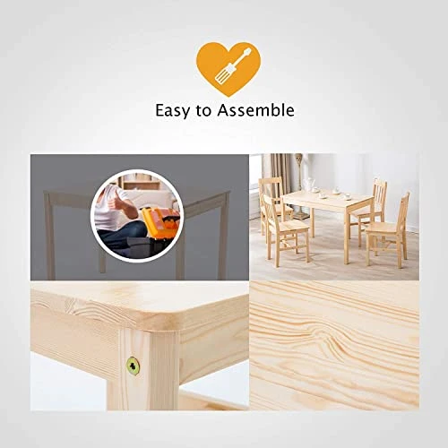 Alohappy Dining Table Set For 4, Pine Wood Kitchen Table Dining Table And Chairs Set 5PCS For 4 Person For Kitchen Dining Room Living Room 5 Alohappy Dining Table Set For 4, Pine Wood Kitchen Table Dining Table And Chairs Set 5PCS For 4 Person For Kitchen Dining Room Living Room - Image 5