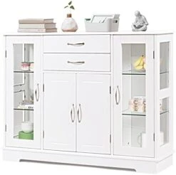 Giantex Sideboard Buffet Server Storage Cabinet W/ 2 Drawers, 3 Cabinets And Glass Doors For Kitchen Dining Room Furniture Cupboard Console Table (White) 17 Giantex Sideboard Buffet Server Storage Cabinet W/ 2 Drawers, 3 Cabinets And Glass Doors For Kitchen Dining Room Furniture Cupboard Console Table (White) -Best Furniture Store 41sgTI9WCfL. AC