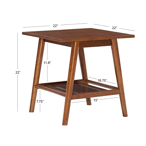 Linon Walnut Melissa Mid-Century End Table, Large 4 Linon Walnut Melissa Mid-Century End Table, Large - Image 4