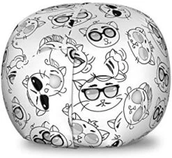 Ambesonne Zebra Print Storage Toy Bag Chair, Striped Zebra Animal Print Nature Wildlife Inspired Simplistic Illustration, Stuffed Animal Organizer Washable Bag, Small Size, White Charcoal -Best Furniture Store 41t32s8pNL. AC