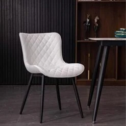 Kidol & Shellder Modern Dining Chairs Black PU Upholstered Kitchen & Dining Room Chairs,Loads Up To 300lbs,3 Mins Quick Assembly -Best Furniture Store 41tC3H 9ncL. AC