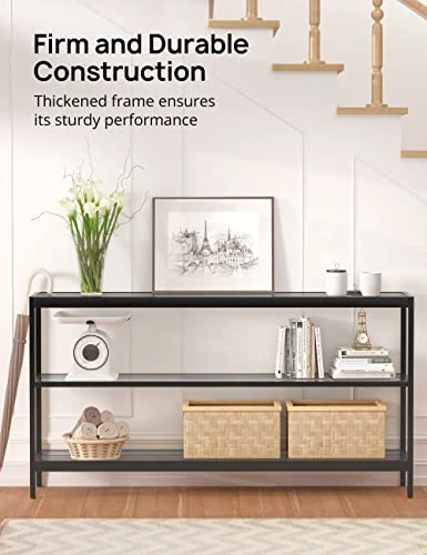 Evajoy Console Table, 55" Entryway Table With 3 Tiers, Open Glass Sofa Table For Living Room, Foyer, Entryway, Bedroom, Hallway 2 Evajoy Console Table, 55" Entryway Table With 3 Tiers, Open Glass Sofa Table For Living Room, Foyer, Entryway, Bedroom, Hallway - Image 2