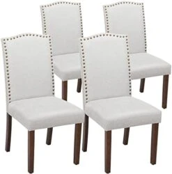 OLIXIS Dining Chairs Set Of 4, Living Room Chairs, Dining Room Chairs, Upholstered Fabric Dining Chairs, Parsons Chairs With Nailhead Trim And Wood Legs, Modern Armless Kitchen Side Chair, Dark Brown -Best Furniture Store 41tCvVTlzAL. AC
