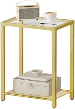 HOOBRO Side Tables With 2 Shelves, Set Of 2 End Tables, Nightstands For Tight Spaces, Tempered Glass Bedside Tables, Modern Metal Frame, For Office, Bedroom, Living Room, Study, Black BK76BZP201 -Best Furniture Store 41tDHQ7Rm7L. AC