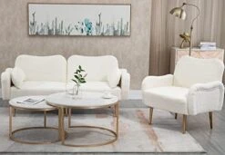 Lin-Utrend Accent Chair With Arms For Living Room,Lounge Armchair, Modern Tufted Single Chair With Gold Metal Legs Upholstered Reading Club Chair For Bedroom,Studio, Office, Powder Room(Olive) -Best Furniture Store 41tEq2zPlVL. AC