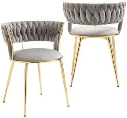 NIOIIKIT Modern Velvet Dining Chairs Set Of 2 Hand Weaving Accent Chairs Living Room Chairs Upholstered Side Chair With Golden Metal Legs For Dining Room Kitchen Vanity Living Room(Black) -Best Furniture Store 41tGIk9oXUL. AC