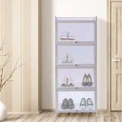 Kitchen Pantry Cabinet, 55.7" Tall Cabinet Mesh Transparent Flip Door Kitchen Buffet Pantry, Freestanding Utility Storage Cabinet Cupboard For Kitchen, Living Room, Dining Room White -Best Furniture Store 41tGjf9ZDxL