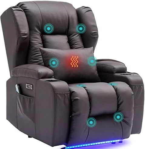 SAMERY Electric Power Recline Chair Loveseat RV Sofa With Console + Single Massage Recliner Chairs, Double Recliner 2-Seater RV Couch Home Theater Seating With USB Charging/Lighting/Cup Holders 8 SAMERY Electric Power Recline Chair Loveseat RV Sofa With Console + Single Massage Recliner Chairs, Double Recliner 2-Seater RV Couch Home Theater Seating With USB Charging/Lighting/Cup Holders - Image 8