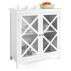 Kitchen Buffet Storage Cabinet With Glass Doors And Adjustable Shelves (Color : E, Size : As Shown)