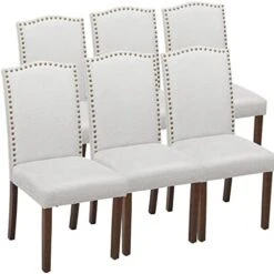 OLIXIS Dining Chairs Set Of 4, Living Room Chairs, Dining Room Chairs, Upholstered Fabric Dining Chairs, Parsons Chairs With Nailhead Trim And Wood Legs, Modern Armless Kitchen Side Chair, Dark Brown -Best Furniture Store 41te05ldaL. AC