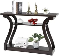 ZenStyle Wood Console Table With Curved Legs And Shelf, 3 Tier Modern Accent Sofa Table For Entryway, Living Room, Hallway, 47 In Wide, Easy Assembly (Cappuccino/Dark Brown) -Best Furniture Store 41trhybQzL. AC