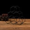 Asian Home Geometric Hexagon 6 Bottle Desktop Wine Rack Freestanding Countertop Bottle Holder For Wine Storage, Metal, Black