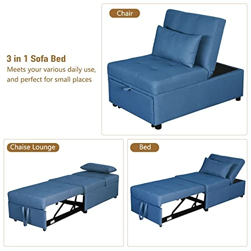 GNIXUU Sleeper Chair Bed Convertible Futon Chairs, 4 In 1 Ottoman Bed, Fold Out Single Sofa Bed, Chaise Lounge For Small Living Room Apartment Tufted Fabric 2 GNIXUU Sleeper Chair Bed Convertible Futon Chairs, 4 In 1 Ottoman Bed, Fold Out Single Sofa Bed, Chaise Lounge For Small Living Room Apartment Tufted Fabric - Image 2