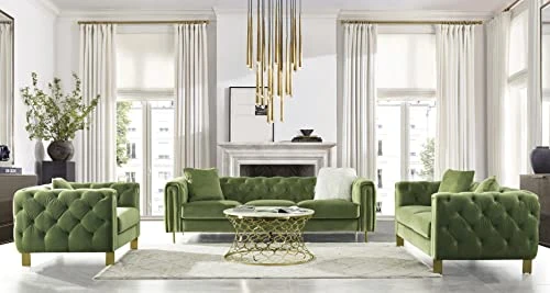 Acanva Collection Chesterfield Vintage Tufted Velvet Living Room Sofa, Couch, Mint Green 2 Acanva Collection Chesterfield Vintage Tufted Velvet Living Room Sofa, Couch, Mint Green - Image 2