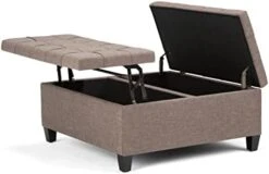 SIMPLIHOME Harrison 36 Inch Wide Square Coffee Table Lift Top Storage Ottoman In Upholstered Slate Grey Tufted Linen Look Fabric For The Living Room, Transitional 23 SIMPLIHOME Harrison 36 Inch Wide Square Coffee Table Lift Top Storage Ottoman In Upholstered Slate Grey Tufted Linen Look Fabric For The Living Room, Transitional -Best Furniture Store 41u2KEfEwRL. AC
