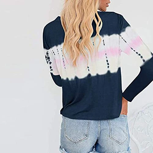 Meikosks Scoop Neck-Henley Shirts Women's Casual Long Sleeve Plus Size Tops Tie-Dye Button Blouses 2 Meikosks Scoop Neck-Henley Shirts Women's Casual Long Sleeve Plus Size Tops Tie-Dye Button Blouses - Image 2