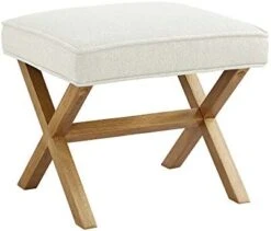 Amazon Brand – Rivet Mid-Century Modern X Ottoman Chair, 20" W, Ivory -Best Furniture Store 41u6MgxSx3L. AC
