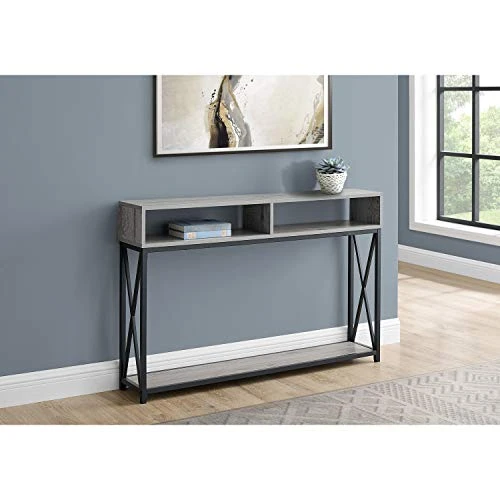 Monarch Specialties 3572 Accent Table, Console, Entryway, Narrow, Sofa, Living Room, Bedroom, Metal, Laminate, Grey, Black, Contemporary, Modern Table-48 Hall, 47.25" L X 9" W X 30.5" H 2 Monarch Specialties 3572 Accent Table, Console, Entryway, Narrow, Sofa, Living Room, Bedroom, Metal, Laminate, Grey, Black, Contemporary, Modern Table-48 Hall, 47.25" L X 9" W X 30.5" H - Image 2