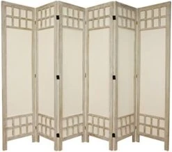 Oriental Furniture 5 1/2 Ft. Tall Window Pane Fabric Room Divider - Burnt Grey - 6 Panel -Best Furniture Store 41uKqRe AuL. AC