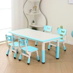 Easy To Assemble Wooden Kids Table And Chair Set, Toddler Table And Chair Set With 7-Speed Height Adjustable For Ages 2-12, Easy To Wipe Graffiti Desktop 14 Easy To Assemble Wooden Kids Table And Chair Set, Toddler Table And Chair Set With 7-Speed Height Adjustable For Ages 2-12, Easy To Wipe Graffiti Desktop -Best Furniture Store 41uRBt6gJxL. AC