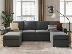 LINSY HOME Modular Sectional Sofa, Convertible U Shaped Sofa Couch With Storage, Memory Foam, Modular Sectionals With Ottomans, 6 Seat Sofa Set With Chaise For Living Room, Grey -Best Furniture Store 41uZuWwftsL. AC