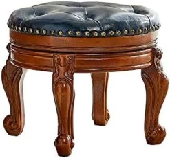 ZIRKOOON Foot Stool Small Round Leather Ottoman Mid Century Foot Rest Cushion For Living Room, Bedroom Solid Oak (Brown) -Best Furniture Store 41ucS1zH38S. AC