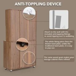 HOMREST Kitchen Buffet Hutch Storage Cabinet, 63'' Freestanding Pantry With Anti-Falling Design, 4 Cabinets & 3 Drawers, Adjustable Shelves And Microwave Space For Dining Room (Brown) -Best Furniture Store 41ueIDkF3WL