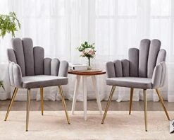 CIMOTA Black Dining Chairs Set Of 2 Velvet Upholstered Comfy Living Room Chairs Modern Finger Shape Back Vanity Chair With Arms For Makeup Room/Bedroom, 2PCS -Best Furniture Store 41ugBzyG1BL. AC