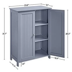 Topeakmart Bathroom Floor Cabinet Double Doors Free-Standing Storage Cabinet With Adjustable Shelves, Anti-toppling Design, Gray 8 Topeakmart Bathroom Floor Cabinet Double Doors Free-Standing Storage Cabinet With Adjustable Shelves, Anti-toppling Design, Gray -Best Furniture Store 41ujDlEJfZS