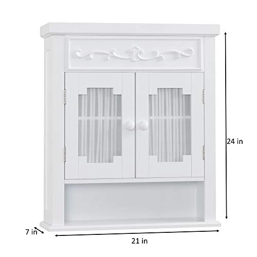 Elegant Home Fashions Lisbon Removable Wooden Wall Cabinet With Drapery-Lined Doors, White 3 Elegant Home Fashions Lisbon Removable Wooden Wall Cabinet With Drapery-Lined Doors, White - Image 3