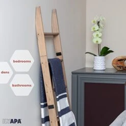 Blanket Ladder For The Living-Room - Rustic Decorative Quilt Ladder With Folding Construction For Easy Storage, Brown Weathered Wood -Best Furniture Store 41v0Dg80YJL