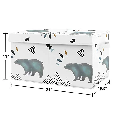Sweet Jojo Designs Bear Mountain Boy Small Fabric Toy Bin Storage Box Chest For Baby Nursery Or Kids Room - Watercolor Slate Blue, Black And White 2 Sweet Jojo Designs Bear Mountain Boy Small Fabric Toy Bin Storage Box Chest For Baby Nursery Or Kids Room - Watercolor Slate Blue, Black And White - Image 2