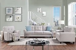 Harper & Bright Designs 3-Piece Living Room Storage Sofa Set With 3-Seat Couch, Loveseat And Single Armchair, Silver Nailhead Trim/Hidden Storage Space Under Seat/Classical Wooden Legs/Beige Fabric -Best Furniture Store 41vHSvUSoL. AC