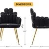 CIMOTA Black Dining Chairs Set Of 2 Velvet Upholstered Comfy Living Room Chairs Modern Finger Shape Back Vanity Chair With Arms For Makeup Room/Bedroom, 2PCS