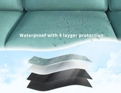 LLappuil Modular Sofa Faux Leather Fabric 112" Sectional Couch 4 Seater With Storage Seats Modern Sectional Sofa For Living Room, Office, Aqua Blue -Best Furniture Store 41vSBHkeHVL