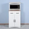 Modern Kitchen Pantry Cabinet, Microwave Storage Cabinet With 2 Drawers Pantry Buffet Cabinet With Adjustable Shelves Freestanding Kitchen Buffet With 4 Doors, White