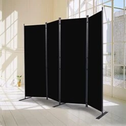 CHOSENM Room Divider, 4 Panel Folding Privacy Screens With Wider Support Feet, 6 Ft Portable Room Partition For Room Separator, 88" W X 71" H, Black -Best Furniture Store 41vTs5lxaTL