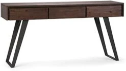 SIMPLIHOME Lowry Solid Acacia Wood And Metal 60 Inch Wide Console Table Inrial Console Sofa Table In Rustic Natural Aged Brown -Best Furniture Store 41vXx9gE0kL. AC