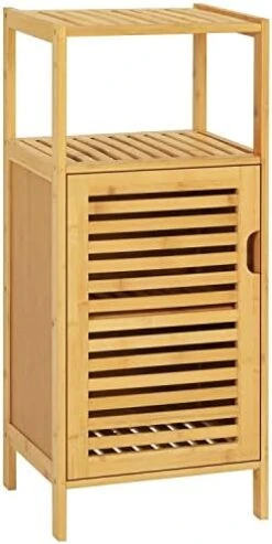VIAGDO Bamboo Cabinet, Bathroom Storage Cabinet With Single Door And Shelf, Freestanding Bathroom Cabinet, Kitchen Cupboard, Sofa Side Table For Living Room/Hallway/Bedroom/Kitchen -Best Furniture Store 41vZ3xEsfxL. AC