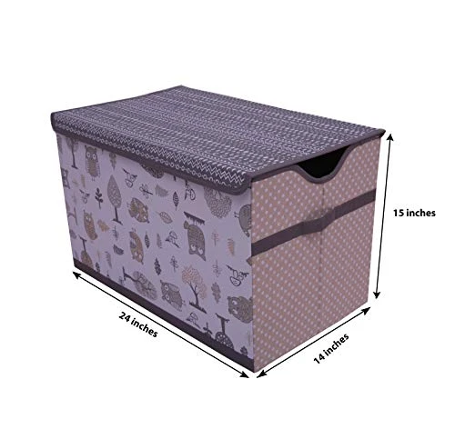 Bacati Unisex Cotton Storage Toy Chest, Grey/Beige 2 Bacati Unisex Cotton Storage Toy Chest, Grey/Beige - Image 2