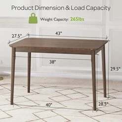 Giantex 43 Inch Rectangular Dining Table, Mid Century Modern Kitchen Table, Vintage Coffee Table W/Tabletop & Solid Wood Legs, Wood Farmhouse Table, Walnut -Best Furniture Store 41vuMt7DqUL