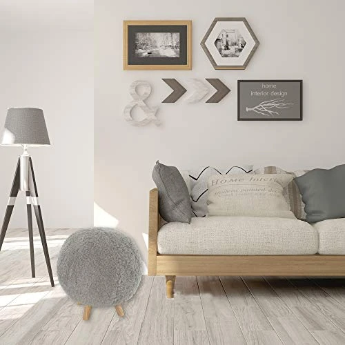 CRITTER SITTERS 19-in.-Seat Height Plush Gray Pouf Ottoman With 4 Spindle Legs - Furniture For Nursery, Bedroom, Playroom, And Living Room Decor 3 CRITTER SITTERS 19-in.-Seat Height Plush Gray Pouf Ottoman With 4 Spindle Legs - Furniture For Nursery, Bedroom, Playroom, And Living Room Decor - Image 3