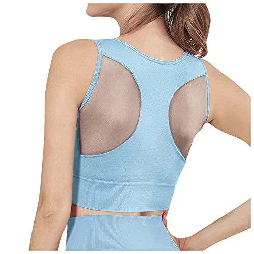 MatureGirl Running Steel No Women's Vest Blouse Back Yoga Bra Top Indoor Cross Ring Outdoor Yoga Bra Adjustable (Blue, L) 2 MatureGirl Running Steel No Women's Vest Blouse Back Yoga Bra Top Indoor Cross Ring Outdoor Yoga Bra Adjustable (Blue, L) - Image 2