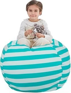 Nobildonna Stuffed Animal Storage Bean Bag Chair Cover Only For Kids Girls Toddler, Large Beanbag Chair Without Filling For Organizing Children Soft Plush Toys -Best Furniture Store 41wGTMhH8AL. AC