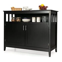 LOKO Buffet Cabinet With Storage, Freestanding Kitchen Cabinet With Adjustable Shelf, Storage Sideboard Console Table, 45 X 20 X 36 Inches (Black)
